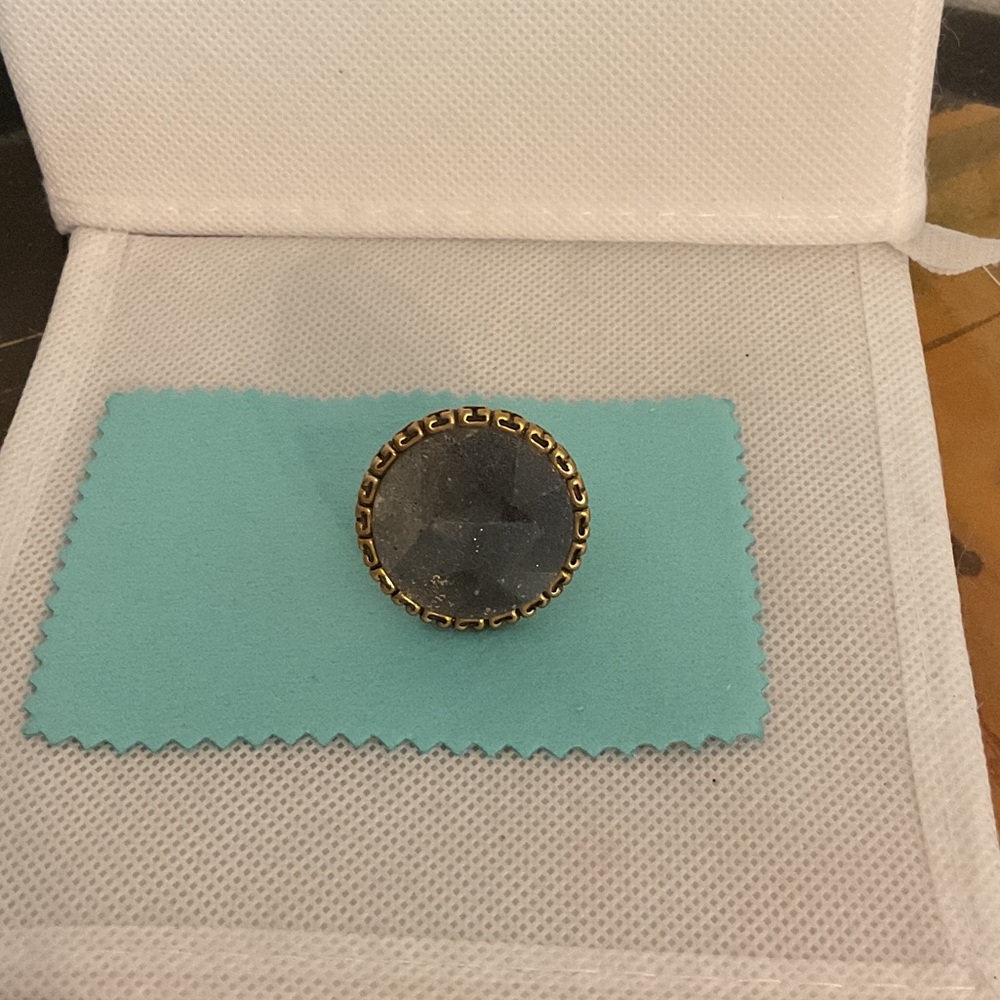 Brass Ring w/Round Druzy Stone, Size 8